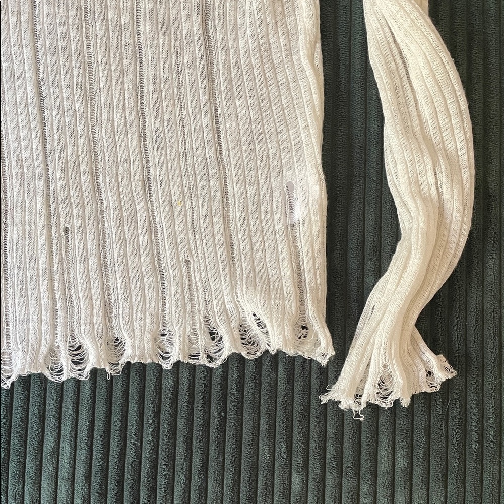 Cream Ribbed Knit Sweater - Picture 2 of 3